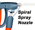 Spiral spray nozzle hot melt hand applicator